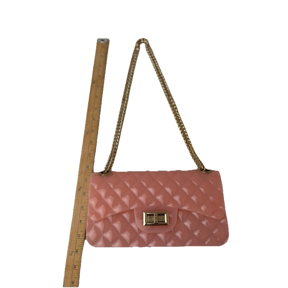 Pink Jelly Shoulder Purse Gold Chain 2 Way Strap Barbiecore Y2K Kawaii Aesthetic